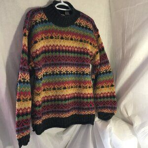 Woman Sweater FairIsle Knitted Logo Star UP Acrylic Wool Poly Ribbed High Collar